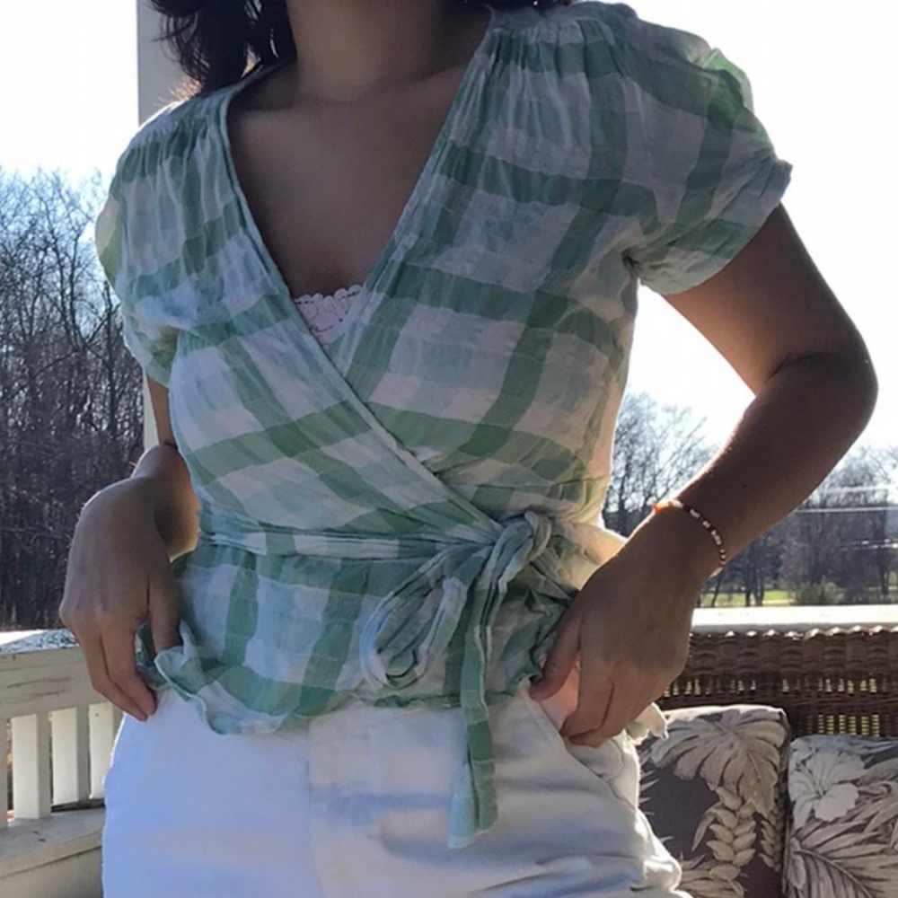 Gingham Wrap Top